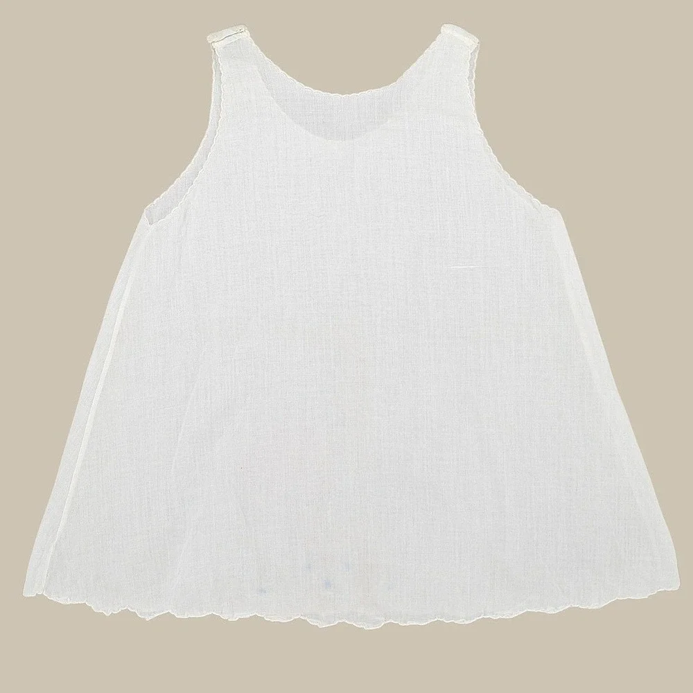 Vintage Midcentury Handmade White Embroidered Dress/Slip Size 1Y Heirloom‎ Style